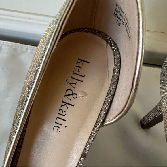 Kelly & Katie Silver Gold Peep Toe Gold/silver Wedding Prom Heels Sz 7.5 SPARKLY - Picture 12 of 16